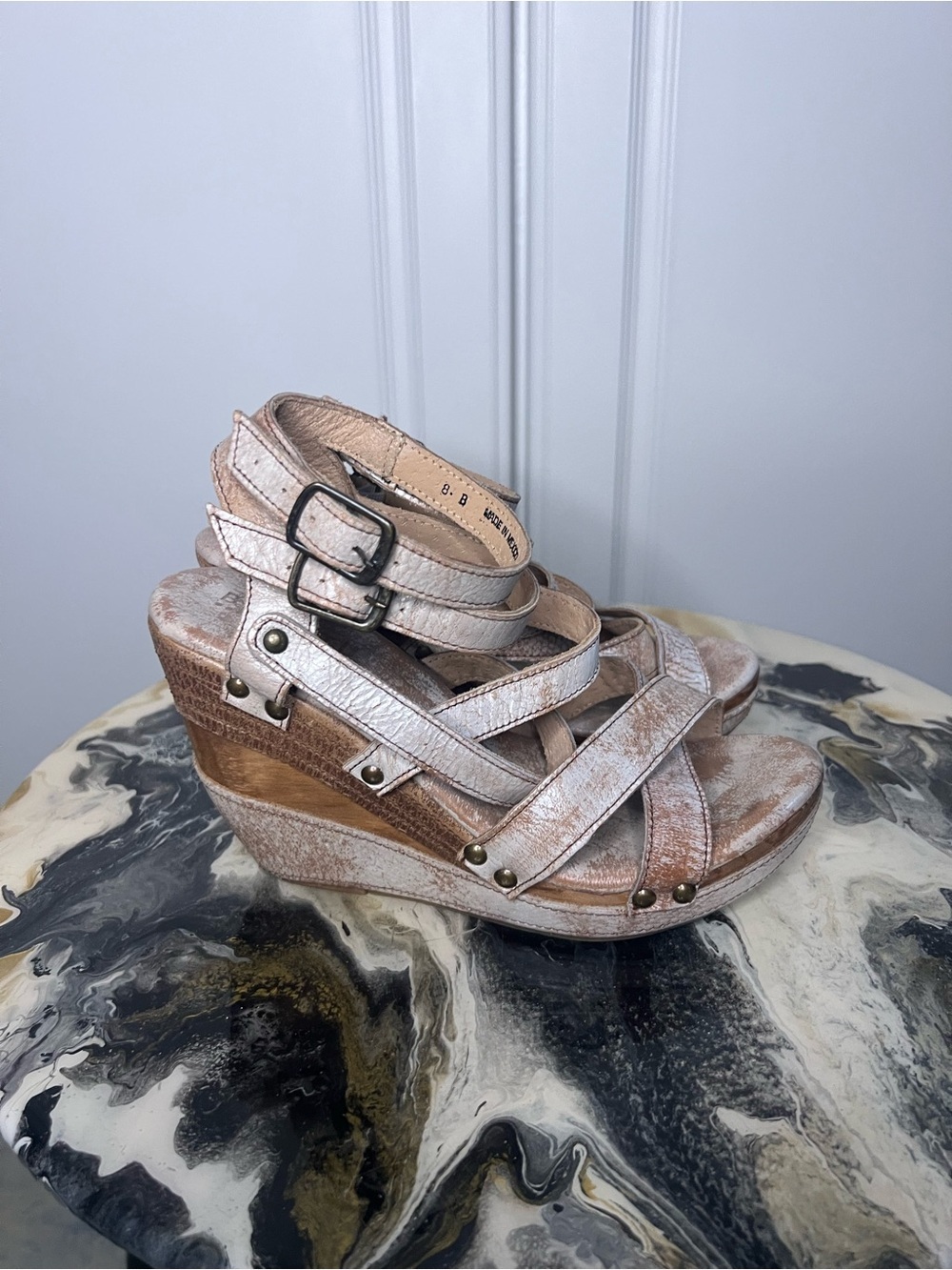 Bed Stu Juliana Leather Platform Wedge Sandals - Picture 5 of 11
